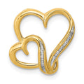 14k .03 carat Diamond Double Heart Chain Slide, 0.03 ct, 15 x 15 mm