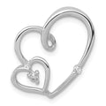 14k White Gold 1/20 carat Diamond Double Hearts Chain Slide, 0.035 ct, 19 x 16 mm