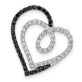 14k White Gold Black and White Diamond Entwined Heart Chain Slide, 0.404 ct, 20 x 18 mm