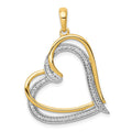 14k and White Rhodium 1/6 carat Diamond Double Heart Pendant, 0.175 ct, 30 x 24 mm