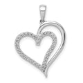 14k White Gold 1/10 carat Diamond Heart Pendant, 0.105 ct, 25 x 17 mm