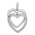 14k White Gold 1/10 carat Diamond Entwined Hearts Pendant, 0.101 ct, 26 x 17 mm