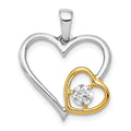 14k Two-Tone 1/5 carat Diamond Double Heart Pendant, 0.18 ct, 21 x 17.75 mm