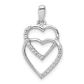 14k White Gold 1/10 carat Diamond Entwined Hearts Pendant, 0.1 ct, 24 x 12 mm
