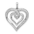 14k White Gold 1/6 carat Diamond Entwined Heart Pendant, 0.16 ct, 24 x 19 mm