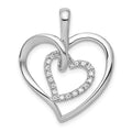 14k White Gold 1/10 carat Diamond Double Heart Pendant, 0.09 ct, 27 x 20 mm