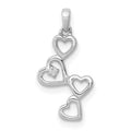 14k White Gold Diamond Dangling Hearts Pendant, 0.01 ct, 17.5 x 9 mm
