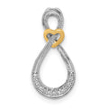 14k Two-tone 1/20 carat Diamond Infinity with Heart Chain Slide, 0.05 ct, 18 x 9 mm
