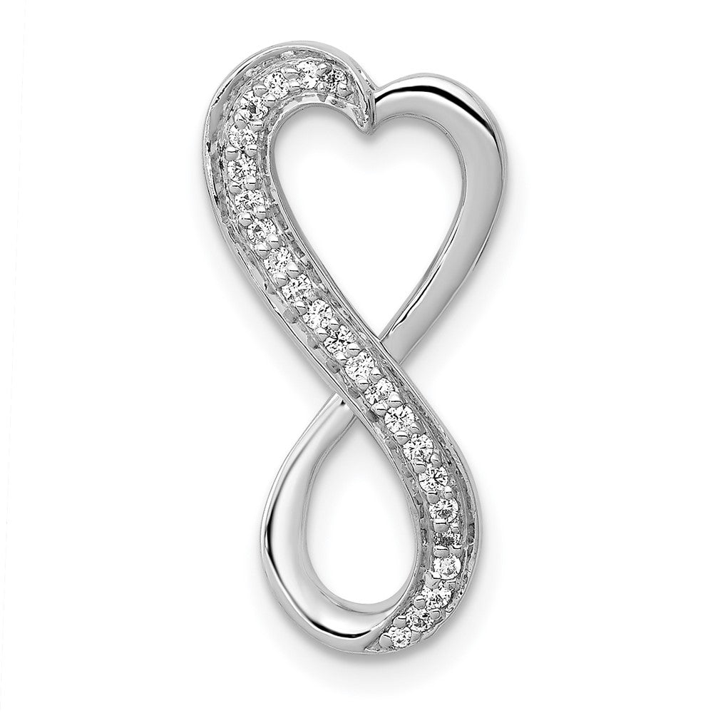 14k White Gold 1/10 carat Diamond Freeform Heart Infinity Chain Slide, 0.103 ct, 20 x 10 mm