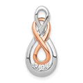 14k White and Rose Gold 1/15 carat Diamond Double Infinity Chain Slide, 0.07 ct, 20 x 9 mm