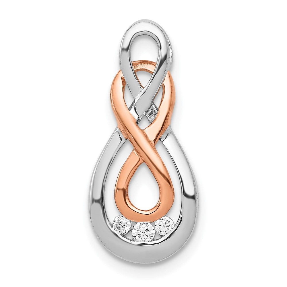 14k White and Rose Gold 1/15 carat Diamond Double Infinity Chain Slide, 0.07 ct, 20 x 9 mm