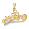 14k .02 carat Diamond MOMMY Double Heart pendant, 0.02 ct, 19 x 24 mm