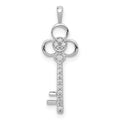 14k White Gold 1/15 carat Diamond Club Key Pendant, 0.071 ct, 23 x 7 mm