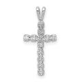 14k White Gold 1/8 carat AA Diamond Latin Cross Pendant, 0.12 ct, 20.2 x 9.85 mm