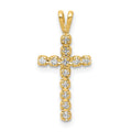 14k 1/8 carat AA Diamond Latin Cross Pendant, 0.12 ct, 20.2 x 9.85 mm