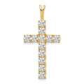 14k 1.25 carat AA Diamond Latin Cross Pendant, 1.236 ct, 34.5 x 17 mm