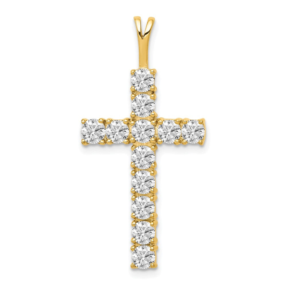 14k 1.25 carat AA Diamond Latin Cross Pendant, 1.236 ct, 34.5 x 17 mm
