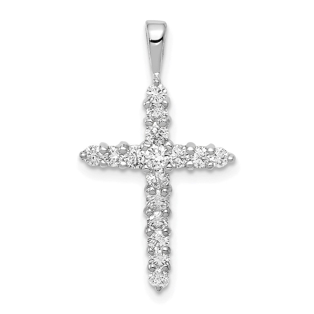 14k White Gold AA 1/2 carat Diamond Cross Pendant, 0.513 ct, 25 x 14.5 mm