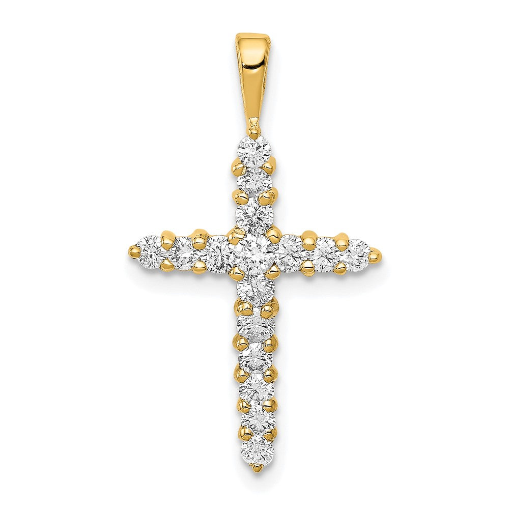 14k 1/2 carat Lab Grown Diamond VS/SI+ G+ Complete Cross Pendant, 0.513 ct, 25.3 x 14.45 mm