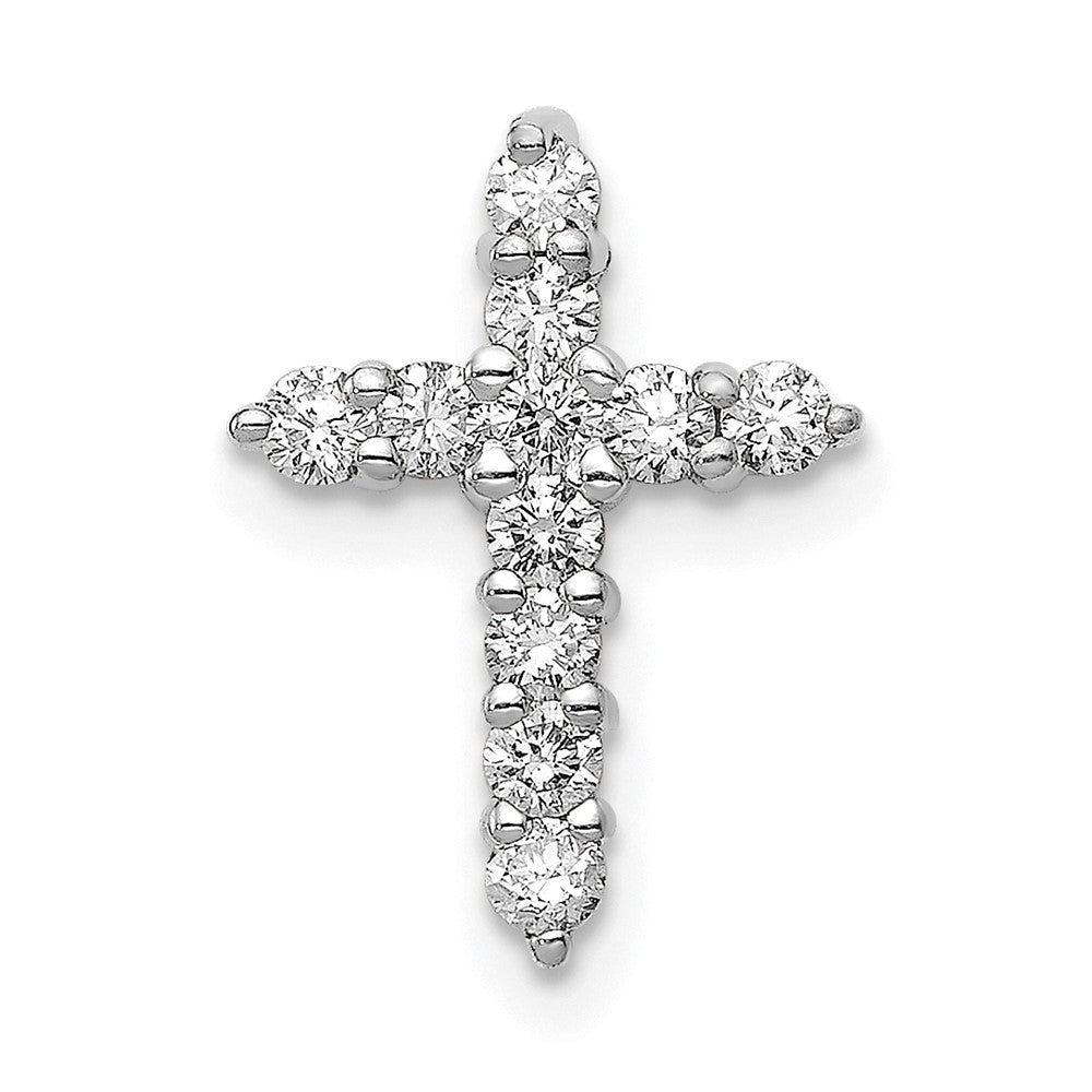 14k White Gold 1/3 carat AA Diamond Cross Chain Slide, 0.308 ct, 14.75 x 10.45 mm