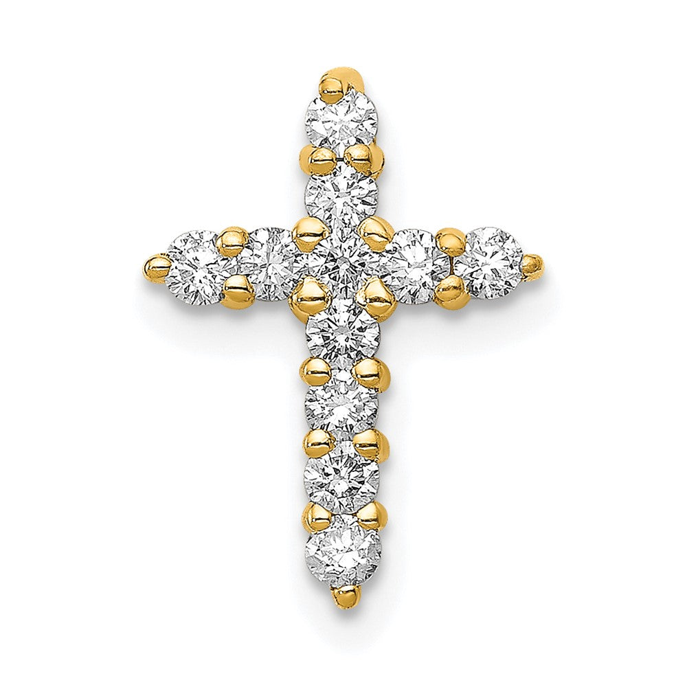 14k 1/3 carat Lab Grown Diamond VS/SI+ G+ Complete Cross Chain Slide Pendant, 0.308 ct, 14.85 x 10.9 mm