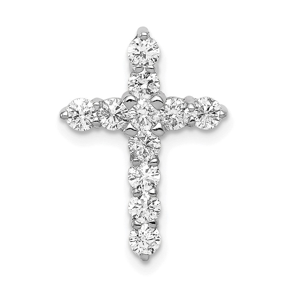 14k White Gold 3/4 carat Lab Grown Diamond VS/SI+ G+ Complete Cross Chain Slide Pendant, 0.77 ct, 19.3 x 13.8 mm