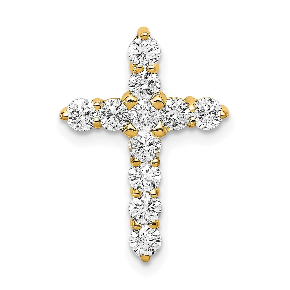 14k 3/4 carat AA Diamond Cross Chain Slide, 0.77 ct, 19.25 x 13.65 mm
