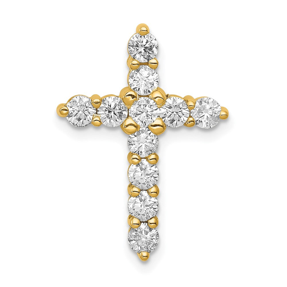 14k 1 carat AA Diamond Cross Chain Slide, 0.99 ct, 22.5 x 15.8 mm