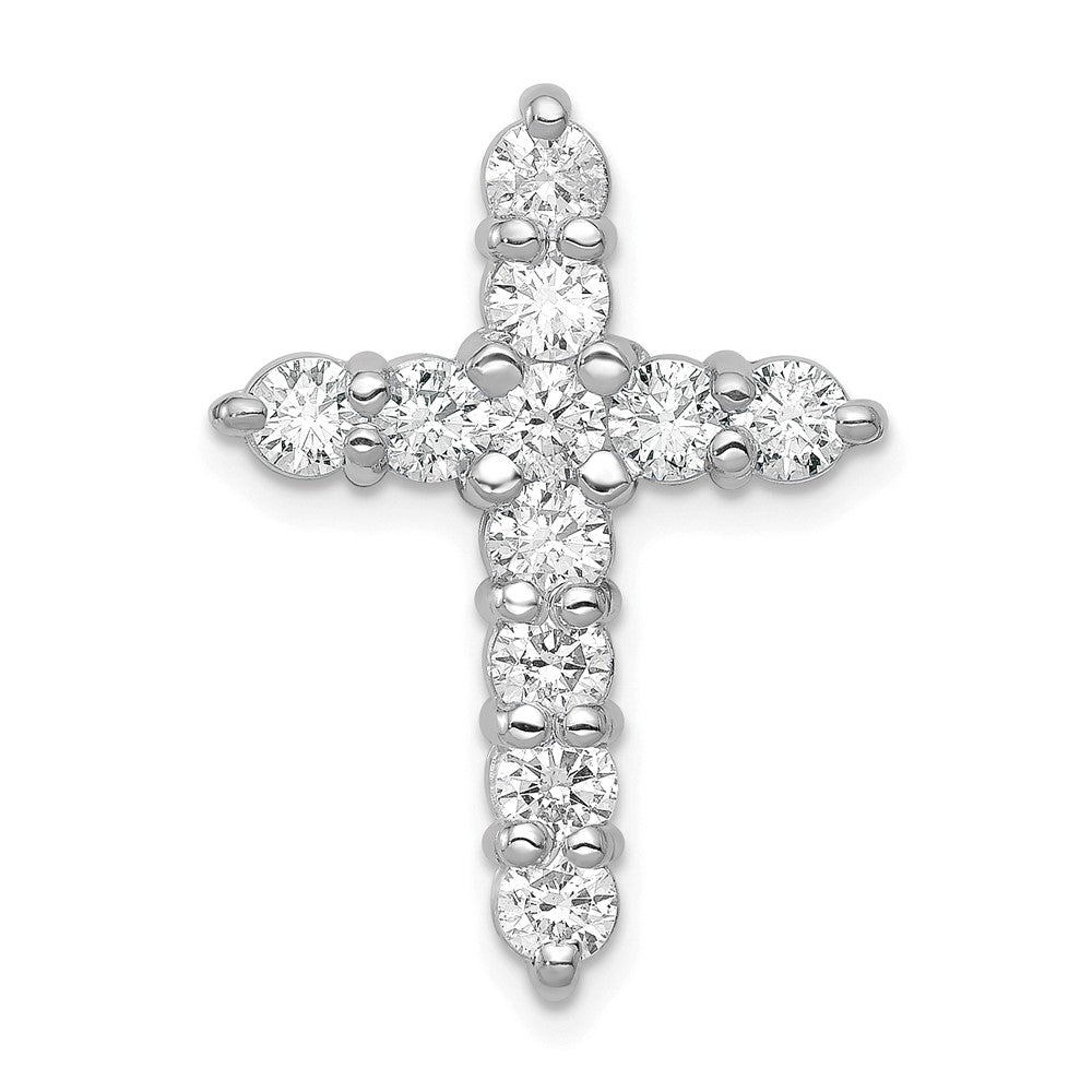 14k White Gold 1.25 carat AA Diamond Cross Chain Slide, 1.265 ct, 24.5 x 17.6 mm