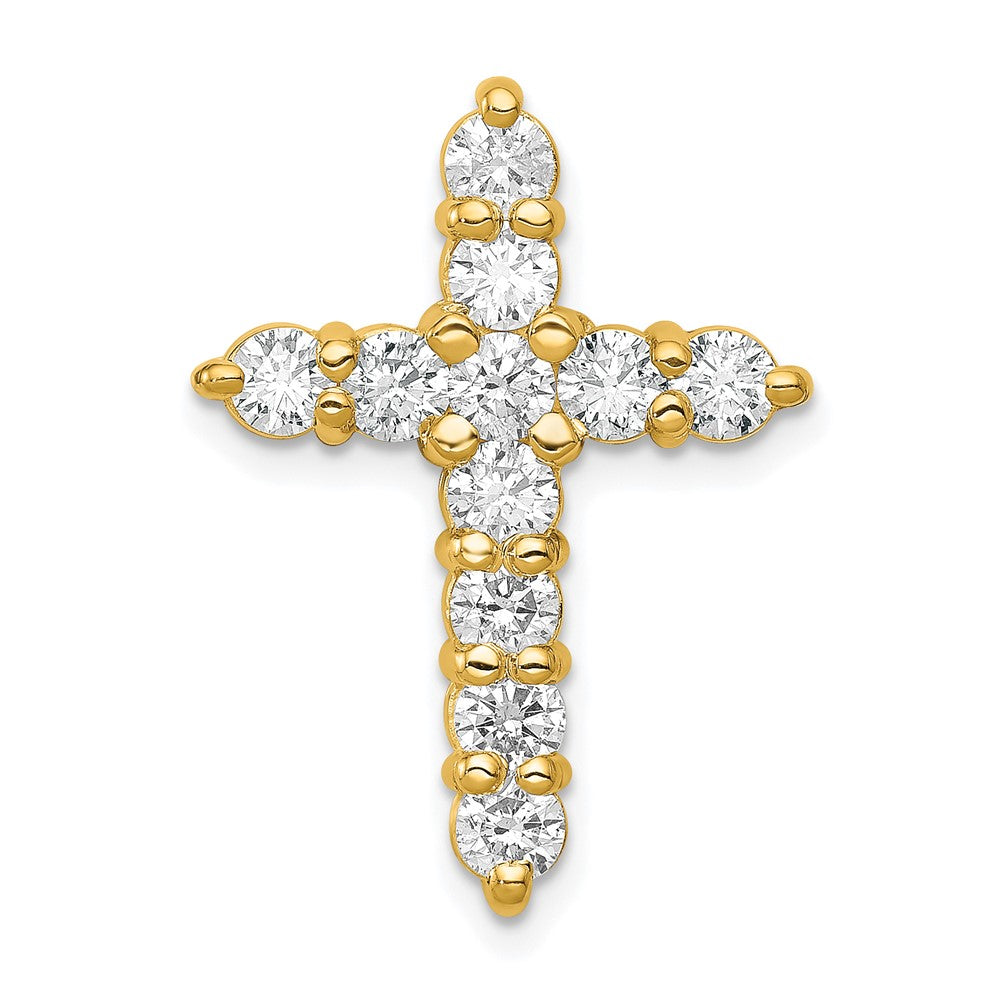 14k 1 1/4 carat Lab Grown Diamond VS/SI+ G+ Complete Cross Chain Slide Pendant, 1.243 ct, 24.25 x 18 mm