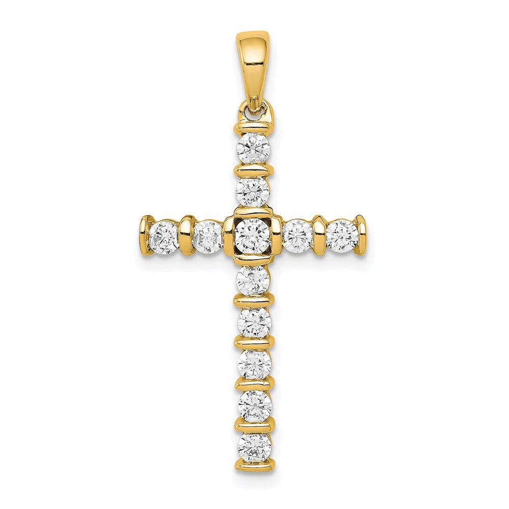 14k 3/4 carat A Diamond Latin Cross Pendant, 0.708 ct, 33.6 x 17 mm