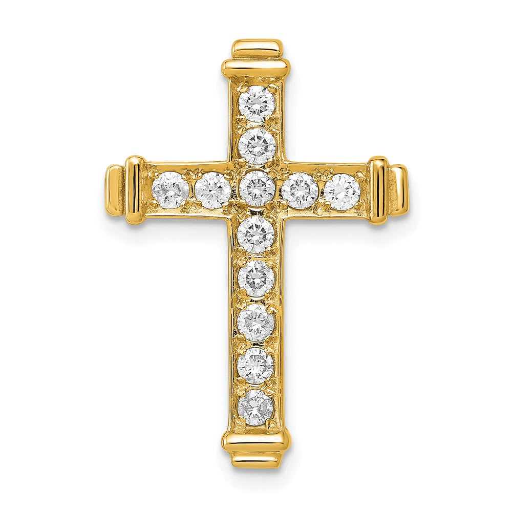 14k 3/8 carat AA Diamond Latin Cross Chain Slide, 0.42 ct, 24 x 17.15 mm