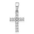 14k White Gold 1/10 carat Diamond Latin Cross Pendant, 0.1 ct, 16 x 7 mm
