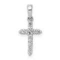 14k White Gold Polished 1/10 carat Diamond Cross Pendant, 0.108 ct, 18.25 x 8 mm