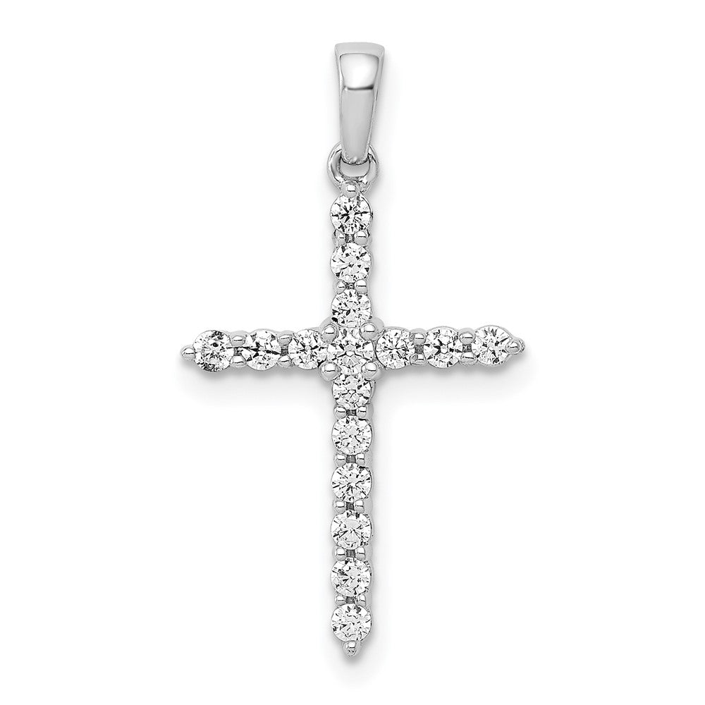 14k White Gold 1/4 carat Lab Grown Diamond VS/SI+ G+ Complete Cross Pendant, 0.245 ct, 24.3 x 13.3 mm