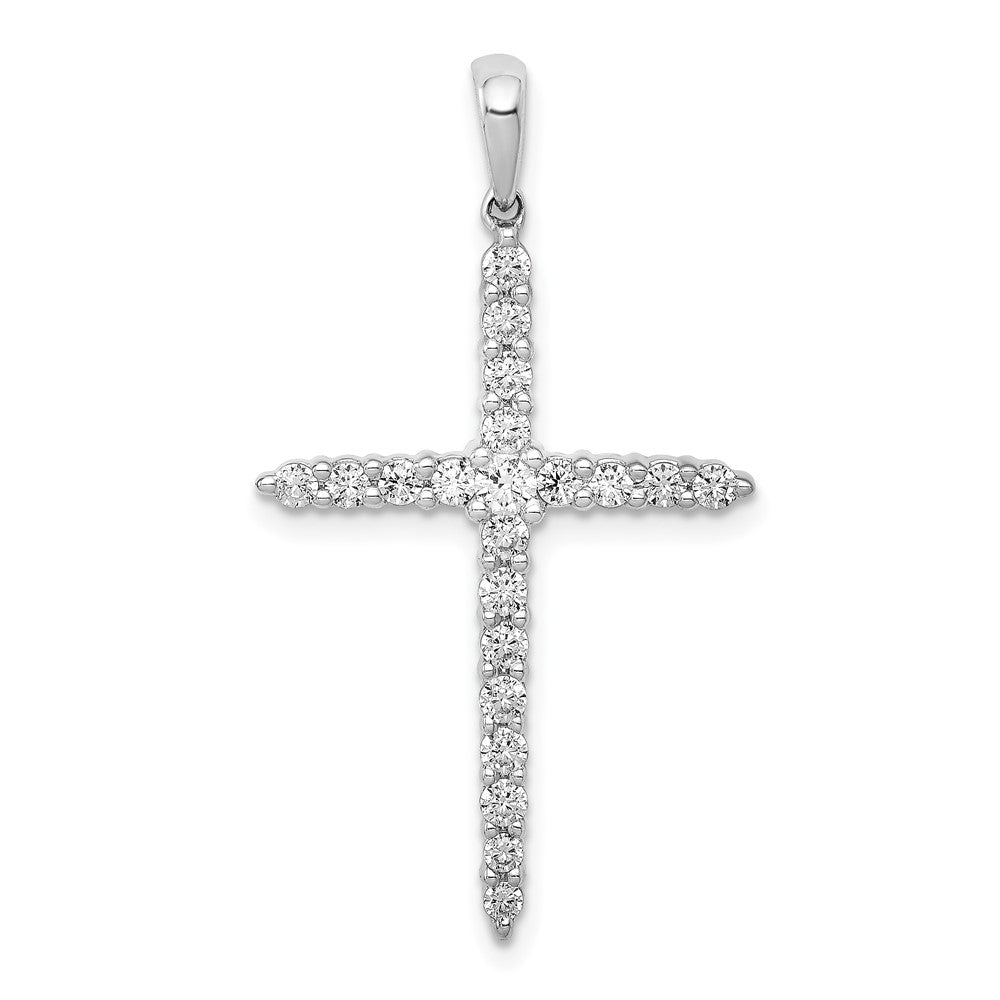 14k White Gold 1/2 carat Lab Grown Diamond VS/SI+ G+ Complete Cross Pendant, 0.47 ct, 34.65 x 19 mm