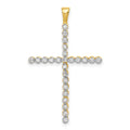 14k and White Rhodium 1/4 carat Diamond Cross Pendant, 0.25 ct, 36 x 22.5 mm