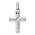 14k White Gold 1/6 carat Diamond Latin Cross Pendant, 0.16 ct, 20 x 11 mm