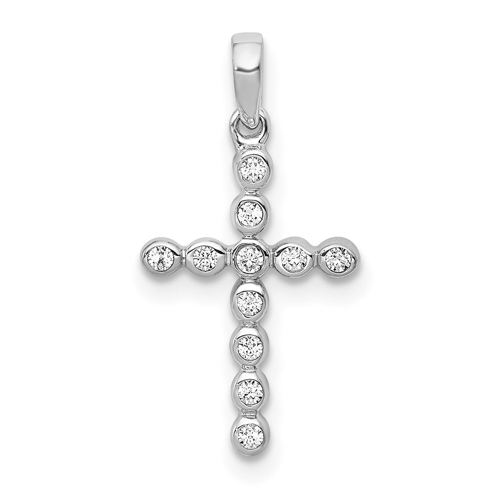 14k White Gold 1/10 carat Diamond Cross Pendant, 0.099 ct, 20.5 x 10.5 mm