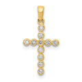 14k Polished 1/10 carat Diamond Cross Pendant, 0.099 ct, 20.5 x 10.5 mm