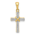 14k 1/6 carat Diamond Latin Cross Pendant, 0.09 ct, 23.5 x 10.5 mm