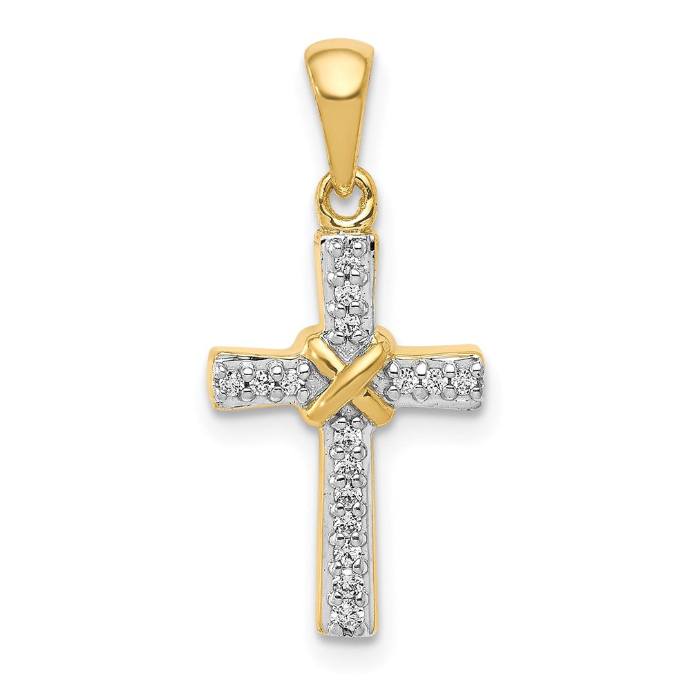 14k 1/6 carat Diamond Latin Cross Pendant, 0.09 ct, 23.5 x 10.5 mm