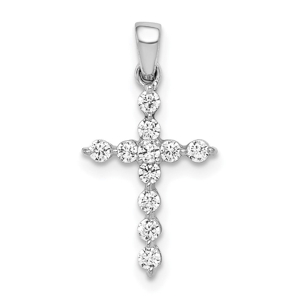 14k White Gold 1/4 carat Diamond Cross Pendant, 0.22 ct, 20 x 10 mm
