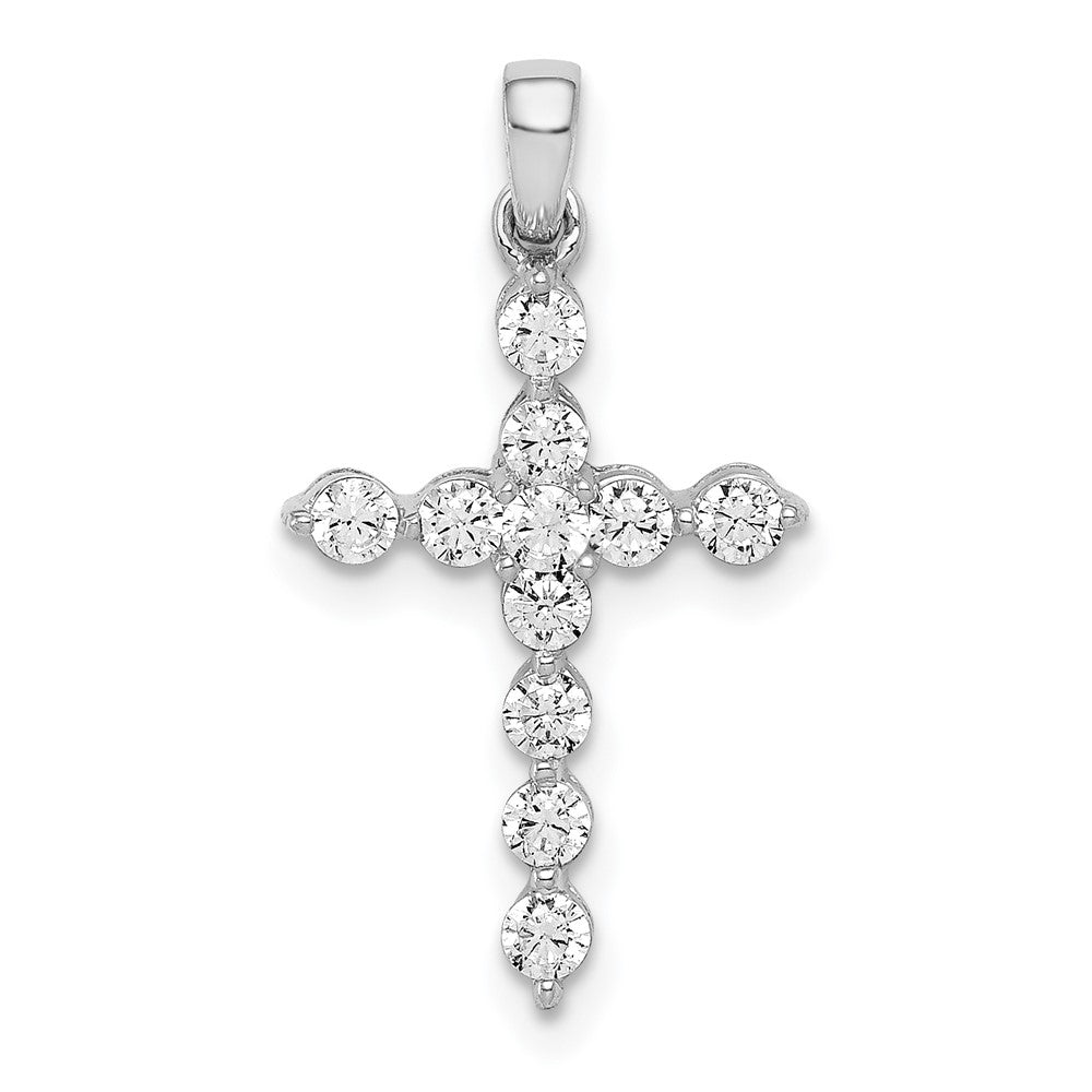 14k White Gold 3/8 carat Lab Grown Diamond VS/SI+ G+ Complete Cross Pendant, 0.385 ct, 22.55 x 12.35 mm