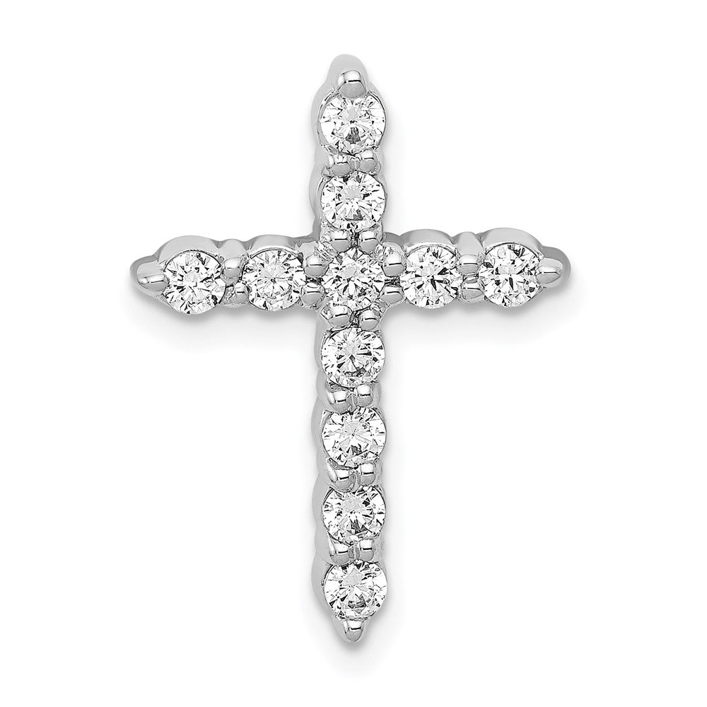 14k White Gold 1/2 carat Diamond Cross Chain Slide, 0.495 ct, 18 x 13.25 mm