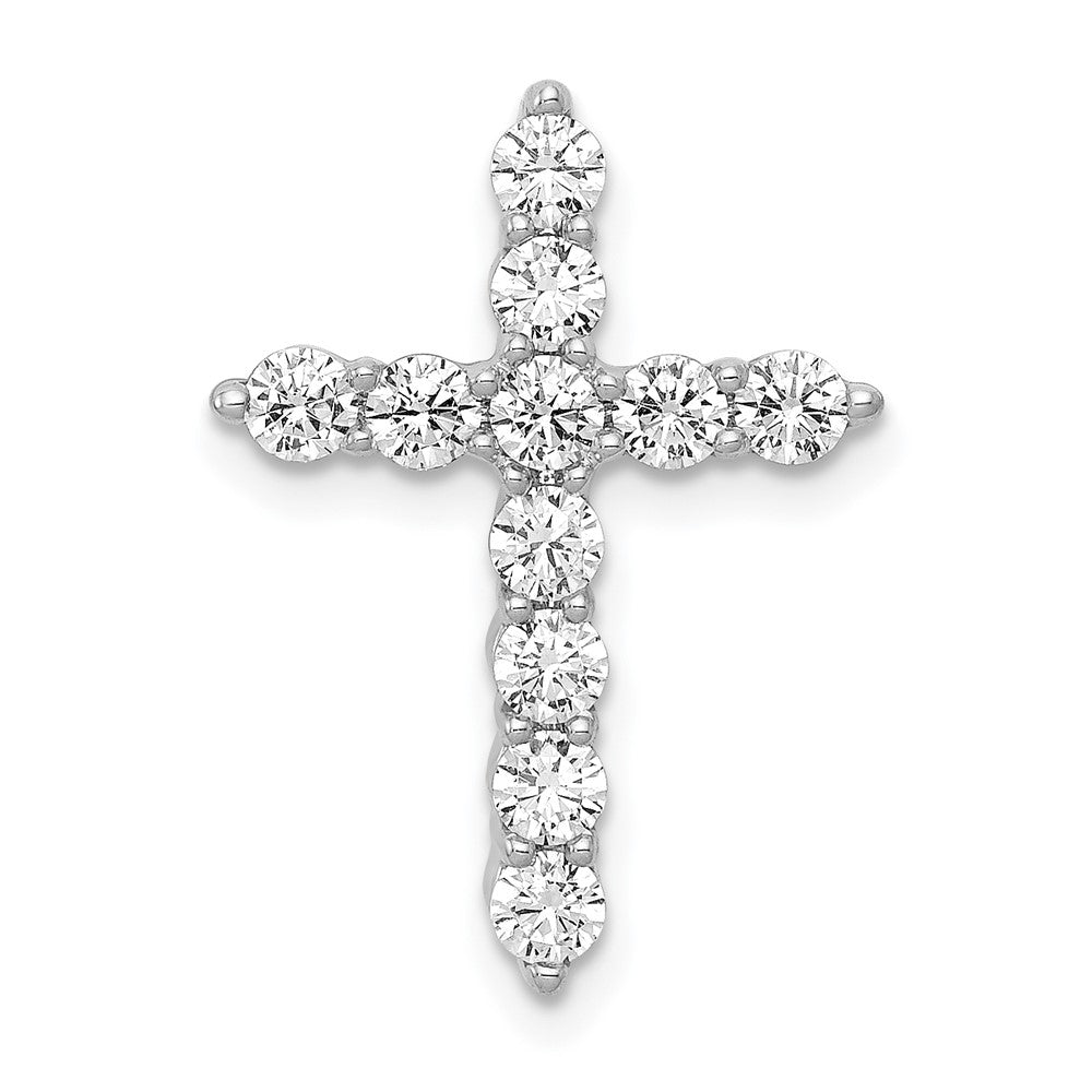 14k White Gold 3/4 carat Diamond Cross Chain Slide, 0.77 ct, 21 x 15 mm