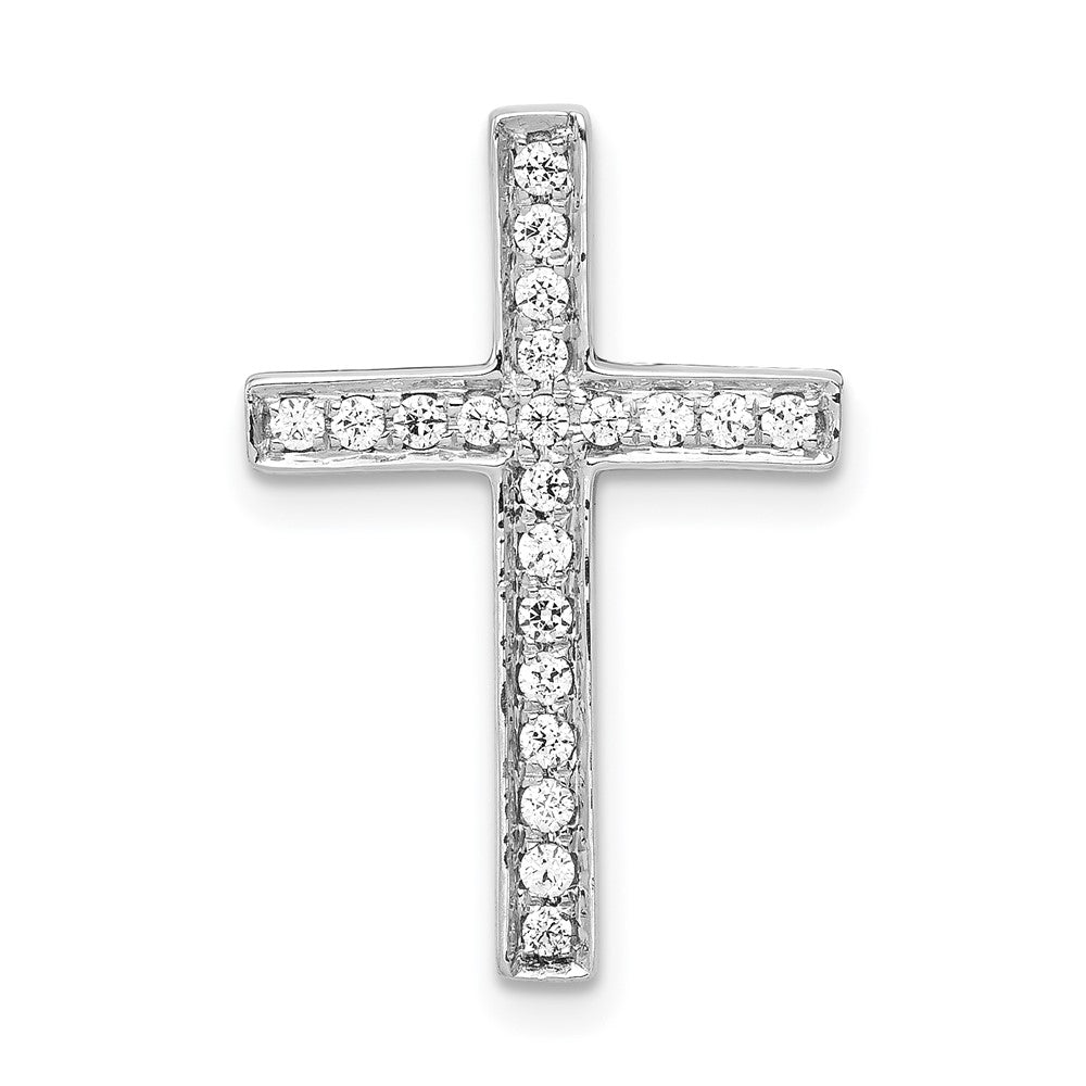 14k White Gold 1/5 carat Diamond Cross Omega Slide Pendant, 0.2 ct, 22 x 15 mm