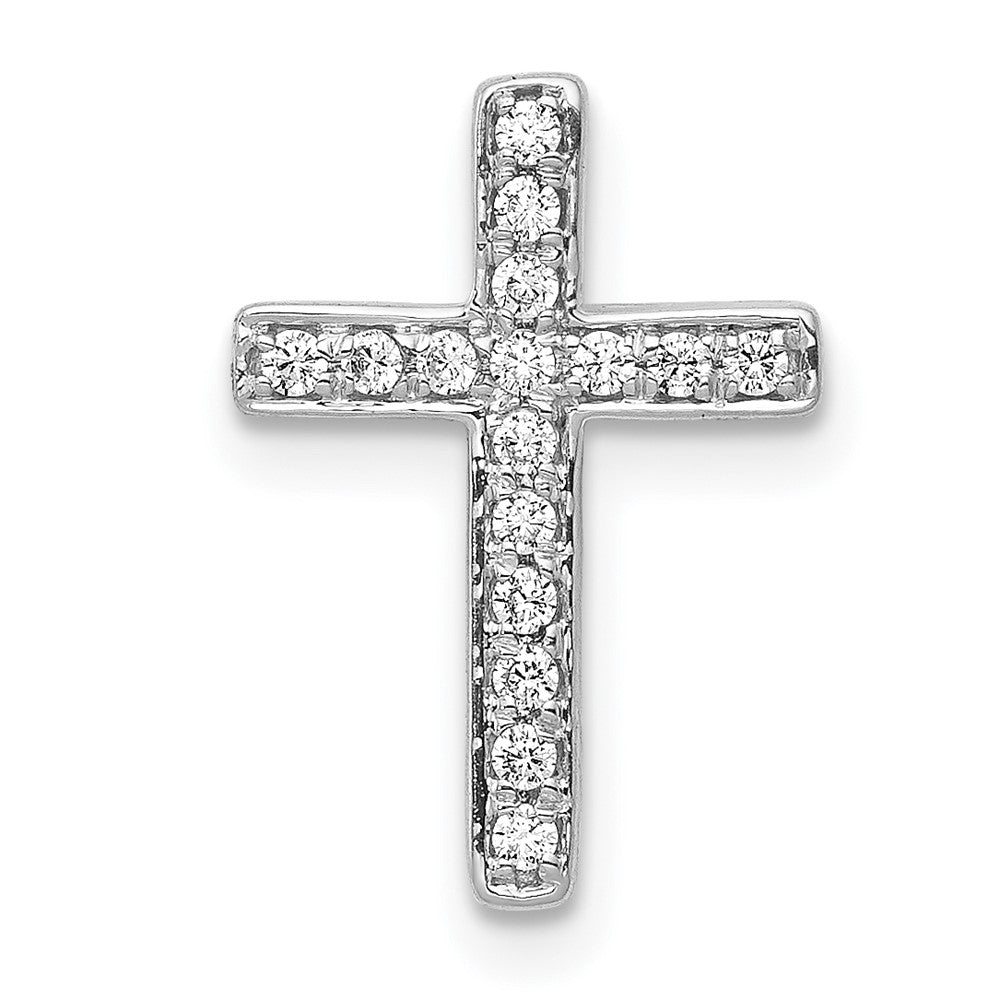 14k White Gold 1/6 carat Diamond Latin Cross Chain Slide, 0.128 ct, 15 x 11 mm