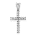 14k White Gold 1/6 carat Diamond Latin Cross Pendant, 0.16 ct, 19.5 x 10 mm