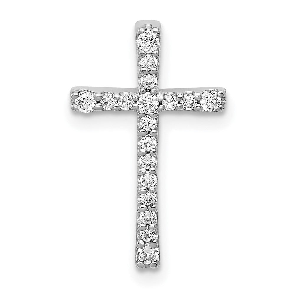 14k White Gold 1/5 carat Diamond Latin Cross Chain Slide, 0.204 ct, 18 x 11.5 mm